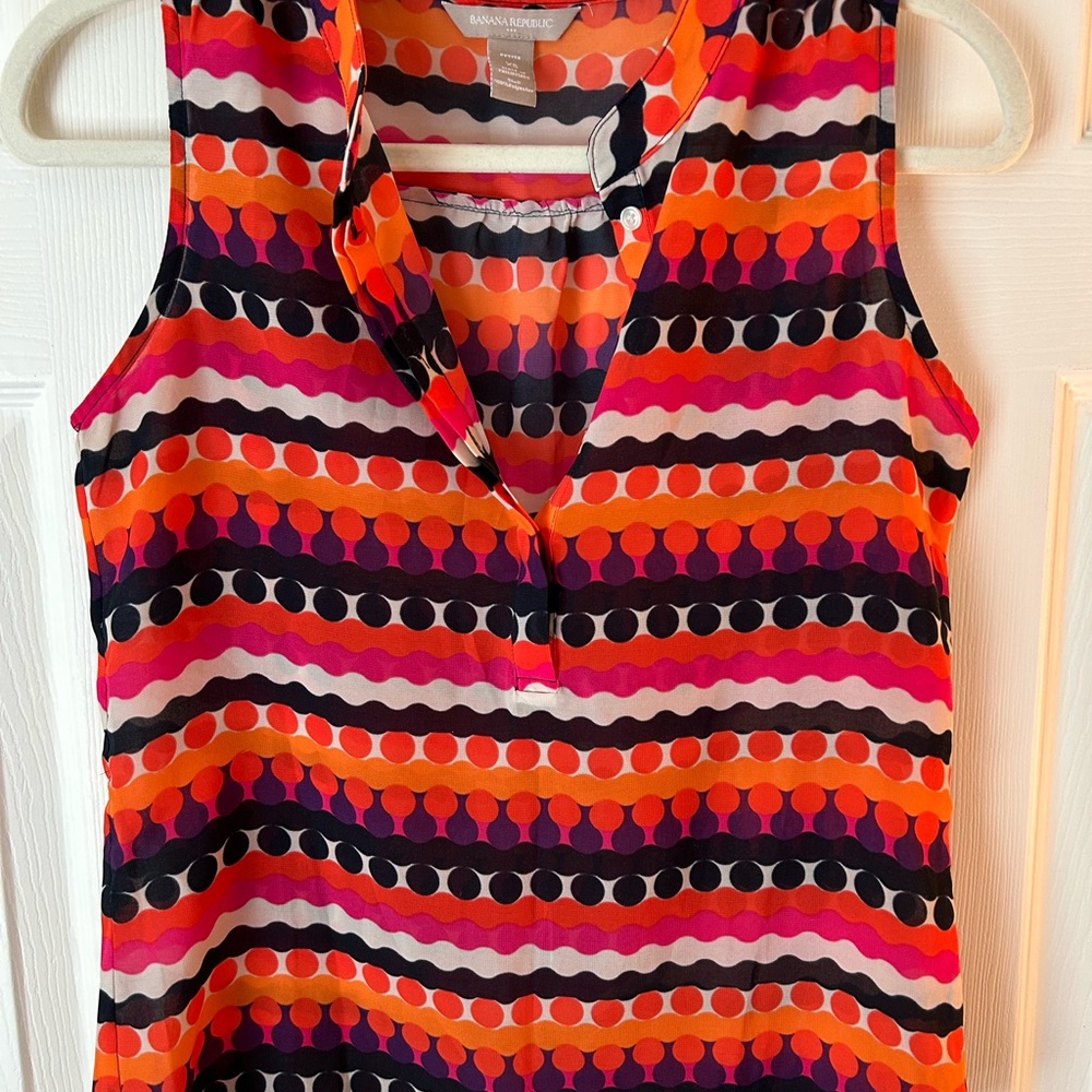 Banana Republic Orange Red Sleeveless Polo Tank Top